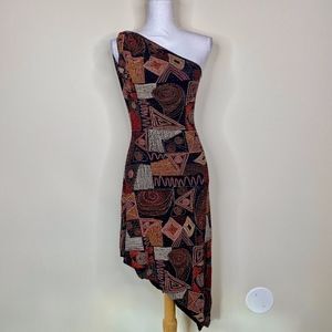 Geometric One-Shoulder Mini Dress